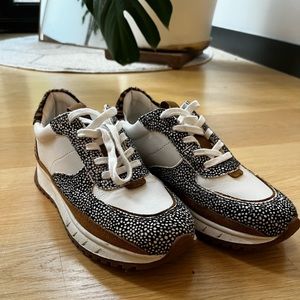 Madewell kickoff trainer sneakers in leather and calf hair